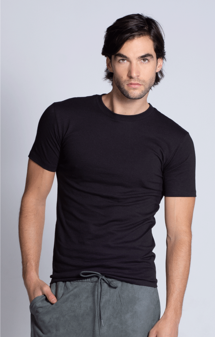 Playera Cuello Redondo Open End 410C, color Negro
