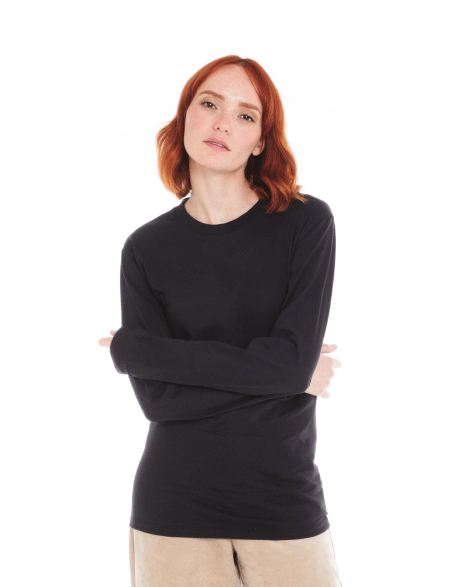 Playera Cuello Redondo Manga Larga Dama 410ULS, color Negro
